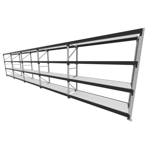 Mini Porta Pallet 200 Kg por Nivel Inicial +4 Continuação com 4 Niveis Preto com Mdf Branco