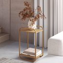 Ver imagem 2 de Mesa Lateral Luna 40 Cm Pes Metalicos Hanover Dourado Artesano