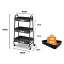 Ver imagem 7 de Prateleira de Metal Multiuso 3 Andares com Rodinhas - Organização e Praticidade Cor:preto