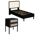 Ver imagem 1 de Kit Cama de Solteiro com Mesa Cabeceira Palhinha Oslo Nero 27058
