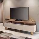 Ver imagem 5 de Rack Bancada para Sala Essenza 2.0 Off White Castanho – Hb Móveis