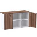 Ver imagem 2 de Armário Baixo Credenza PE25 Pandin 121,50 cm (largura) em MDP Cor Walnut e Branco com Duas Portas