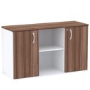 Ver imagem 1 de Armário Baixo Credenza PE25 Pandin 121,50 cm (largura) em MDP Cor Walnut e Branco com Duas Portas