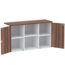 Ver imagem 3 de Armário Baixo Credenza PE25 Pandin 121,50 cm (largura) em MDP Cor Walnut e Branco com Duas Portas