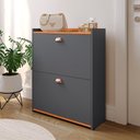 Ver imagem 2 de Sapateira Vertical 12 Pares Calçados Unissex Prateleira Gavetas Basculante Cinza/cinamomo - Rpm