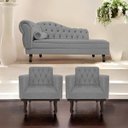 Ver imagem 2 de Kit Diva Recamier Diana 160cm Lado Direito e 02 Poltronas Classic Suede Cinza - ADJ Decor
