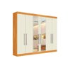 Guarda Roupa Casal 6 Portas e 4 Gavetas C/ Espelho Alba Peroba/off White - Europa - 1