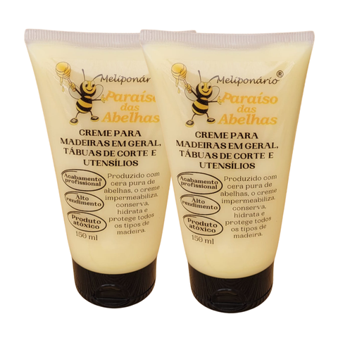 Óleo Mineral + Cera de Abelha para Madeira Tábua de Carne Tábua de Corte e Bambu - Kit com 02 unid.