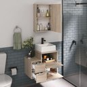 Ver imagem 2 de Conjunto Gabinete Banheiro Nivus 60 (gabinete+espelheira+cuba) Madeirado Inteiro