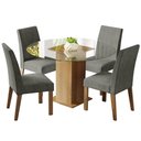 Ver imagem 2 de Conjunto Sala de Jantar Mesa Tampo de Vidro Redondo 4 Cadeiras Rustic/silver Mile Madesa