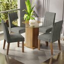 Ver imagem 1 de Conjunto Sala de Jantar Mesa Tampo de Vidro Redondo 4 Cadeiras Rustic/silver Mile Madesa