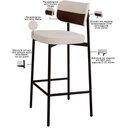 Ver imagem 7 de Kit 06 Banquetas Alta Bar Cozinha Sala de Jantar Aço Preto Kaira C01 Linho Palha Courino Whisky -