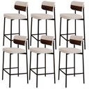 Ver imagem 1 de Kit 06 Banquetas Alta Bar Cozinha Sala de Jantar Aço Preto Kaira C01 Linho Palha Courino Whisky -