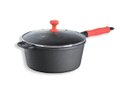 Ver imagem 1 de Caçarola Ferro Cabo Silicone Vermelho Tampa Vidro 3,8l 24cm