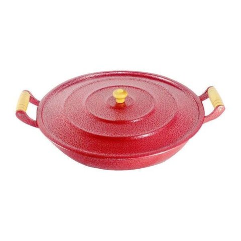 Frigideira Panela Alça de Alumínio Fundido Craqueada Vermelha 30cm