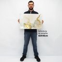 Ver imagem 2 de Quadro Decorativo em Canvas Abstrato Mármore Branco Gold TaColado Moldura Flutuante 4,5cm Freijó 60