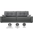 Ver imagem 4 de Sofá Palermo 2,00m Retrátil e Reclinável Velosuede Grafite - Netsofás