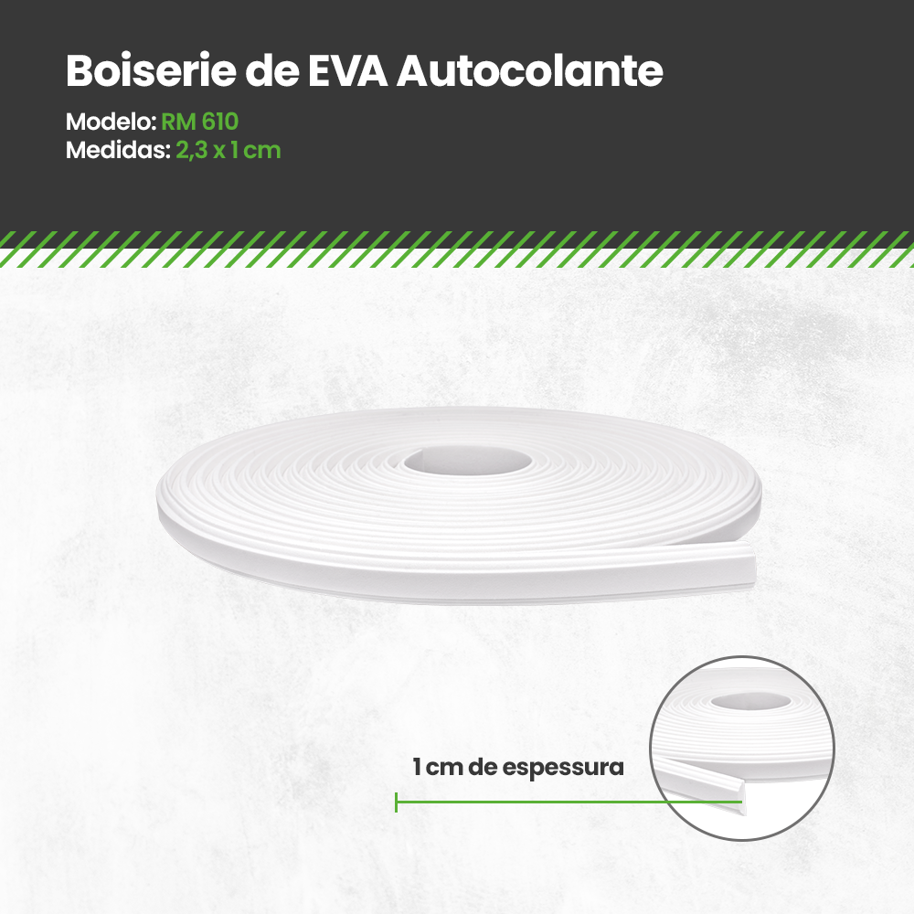 Roda Meio Boiserie 10m Linear de Eva Flexível Autocolante 2,3cm de Altura Rm610 - 4