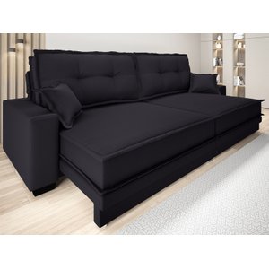 Sofá Palermo 2,80m Retrátil e Reclinável Velosuede Preto - Netsofás