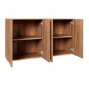 Ver imagem 4 de Mesa Escrivaninha com Balcão Lateral e Armários Aéreos 170cm MDP Nogal e Preto F5 Office