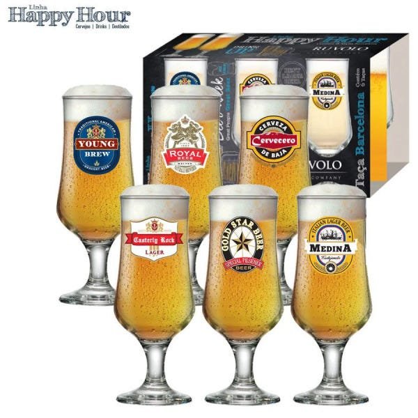 Jogo de Taças de Cerveja Hh Barcelona 370ml Luva 6 Pcs - 2