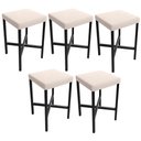 Ver imagem 1 de Kit 05 Banquetas Baixa Bar Cozinha Sala de Jantar Preto Stella L02 Suede Bege - Lyam Decor