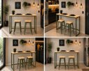 Ver imagem 4 de Mesa Jantar Aparador Bancada Alta Industrial 190x80cm Tampo Natural Pés Verde-Musgo