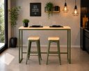 Ver imagem 2 de Mesa Jantar Aparador Bancada Alta Industrial 190x80cm Tampo Natural Pés Verde-Musgo