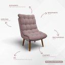 Ver imagem 3 de Poltrona Decorativa para Sala Consultório Clínica Recepção Salão Manicure Sufler Decorativa Linho