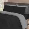 Kit Edredom Elegance Casal Queen + 4 pçs Aconchego Dupla Face Preto Cinza Cotex - 3