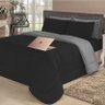 Kit Edredom Elegance Casal Queen + 4 pçs Aconchego Dupla Face Preto Cinza Cotex - 1