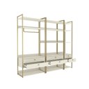 Ver imagem 2 de Kit Dormitorio 6 Gavetas e 1 Cabideiro Industrial Branco/Off White/Dourado