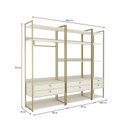Ver imagem 3 de Kit Dormitorio 6 Gavetas e 1 Cabideiro Industrial Branco/Off White/Dourado