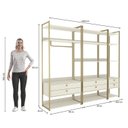 Ver imagem 6 de Kit Dormitorio 6 Gavetas e 1 Cabideiro Industrial Branco/Off White/Dourado
