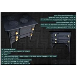 Fogão Lenha Portátil Ferro Fundido Santana 71x58x77 Cm - 5