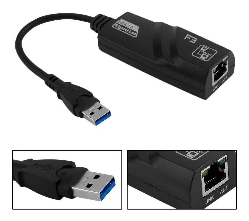 Cabo Adaptador Usb 3.0 P/ Rede Gigabit Rj45 10/100/1000mbps Replacement Jc-ad-rj45 - 4