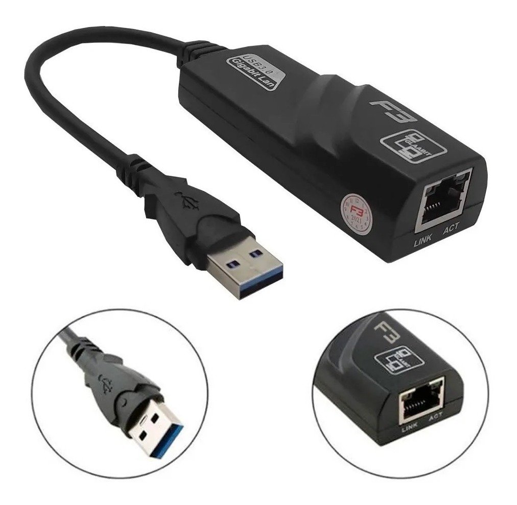 Cabo Adaptador Usb 3.0 P/ Rede Gigabit Rj45 10/100/1000mbps Replacement Jc-ad-rj45 - 3