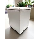 Ver imagem 1 de Puff Baú Banqueta Quadrado Cubo Decorativo Courino e Suede Bege Liso Courino