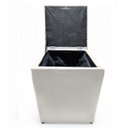 Ver imagem 2 de Puff Baú Banqueta Quadrado Cubo Decorativo Courino e Suede Bege Liso Courino