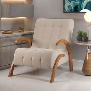 Poltrona malvie Mel/linho Bronze - Casa Giulia