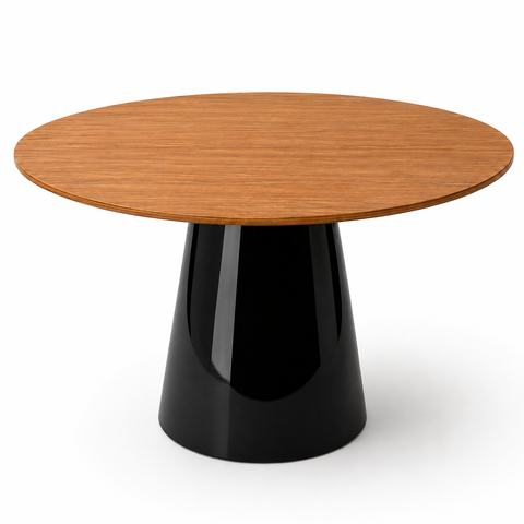 Mesa de Jantar Redonda 80cm Freijó - Base Cone Preto
