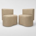 Ver imagem 2 de Kit 2 Puff Feijão Com Encosto Orgânico Curvo Redondo Sala Quarto Resistente Confortável Linho:Suede