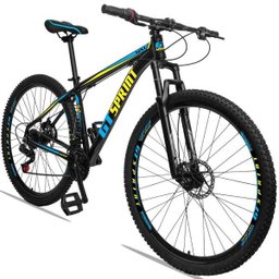 Bicicleta Aro 29 GT SPRINT MX1 21v Freio a disco Mecânico Quadro 17 Preto/Azul/Amarelo - 1