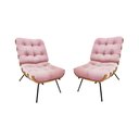 Ver imagem 1 de Kit 02 Poltronas Costela Veludo Rosa