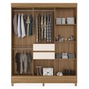 Ver imagem 4 de Kit Guarda Roupa Casal 8 Portas Munique Cômoda Astral Amêndola Touch Off White