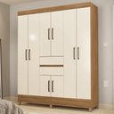 Ver imagem 2 de Kit Guarda Roupa Casal 8 Portas Munique Cômoda Astral Amêndola Touch Off White