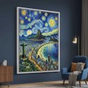 Ver imagem 5 de Quadro Canvas Rio de Janeiro Van Gogh 70x50cm Mold Preta