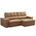 Ver imagem 1 de Sofá Retrátil Reclinável para Sala 3 Lugares 230cm Bryant L06 Couro Marrom Claro - Lyam Decor