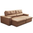 Ver imagem 3 de Sofá Retrátil Reclinável para Sala 3 Lugares 230cm Bryant L06 Couro Marrom Claro - Lyam Decor