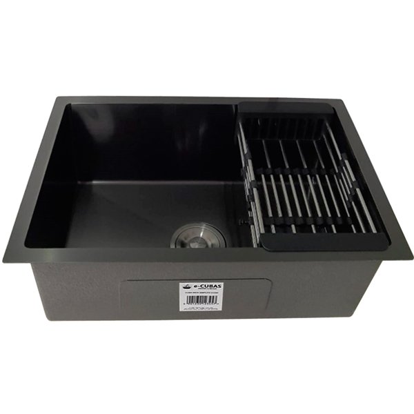 Cuba Preta Quadrada Inox Cozinha Pia Embutir Sobrepor Gourmet 6040 Premium Lixeira 5l,tábua Multiuso - 2